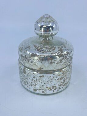 vintage anthropologie mercury glass round lidded trinket box